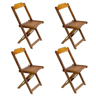 Conjunto De Mesa Com 4 Cadeiras De Madeira Dobravel 120X70 Mel - Amarelo