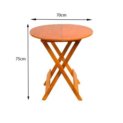 Jogo De Mesa Dobravel Com 4 Cadeiras Tampo Redondo 70X70 Mel - Amarelo