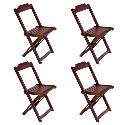 Conjunto De Mesa Com 4 Cadeiras De Madeira Dobravel 120X70 Imbuia - Marrom