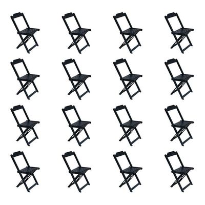 Kit 4 Jogos De Mesa Com 4 Cadeiras De Madeira Dobravel 70X70 - Preto - Preto