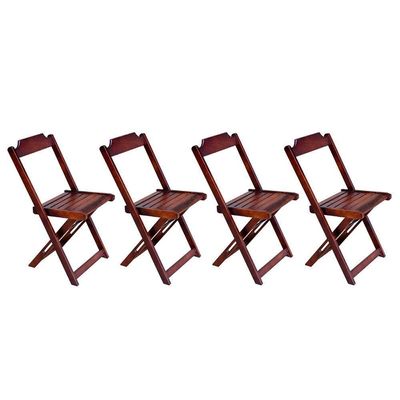 Jogo De Mesa De Madeira 1,20X70 C/ 04 Cadeiras Imbuia - Marrom