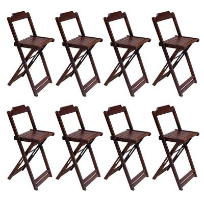 Kit 4 Jogos De Mesa Bistrô De Madeira Com 2 Cadeiras Dobravel Imbuia - Marrom