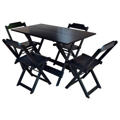 Jogo De Mesa De Madeira 1,20X70 C/ 04 Cadeiras Preto - Preto