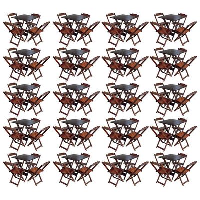 Kit 20 Jogos De Mesa Com 4 Cadeiras De Madeira Dobravel 60X60 - Imbuia - Marrom