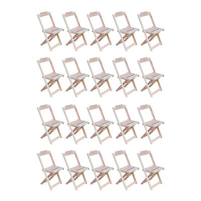 Kit 20 Cadeiras De Madeira Dobravel Sem Pintura/Crua - Marrom