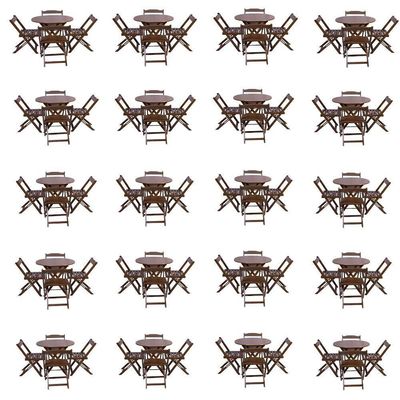 Kit 20 Jogos De Mesa Dobravel Com 4 Cadeiras Tampo Redondo 70X70 Imbuia - Marrom