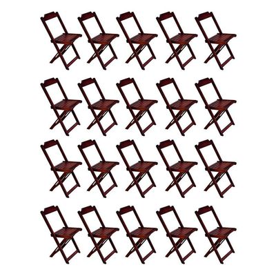 Kit 20 Cadeiras De Madeira Dobravel Imbuia - Marrom