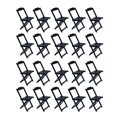 Kit 20 Cadeiras De Madeira Dobravel Preto - Preto