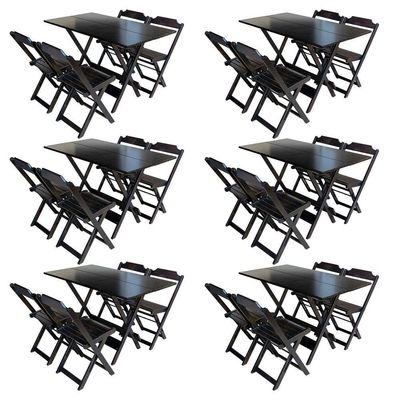 Kit 6 Jogos De Mesa Com 4 Cadeiras De Madeira Dobravel 120X70 - Tabaco - Marrom