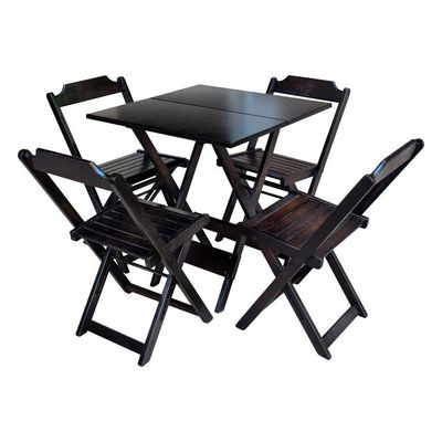 Kit 6 Jogos De Mesa Com 4 Cadeiras De Madeira Dobravel 60X60 - Tabaco - Marrom