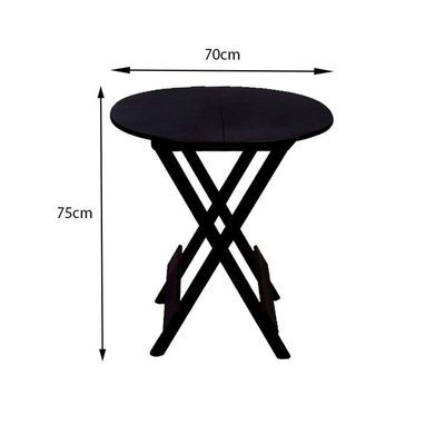 Kit 6 Jogos De Mesa Dobravel Com 4 Cadeiras Tampo Redondo 70X70 Preto - Preto