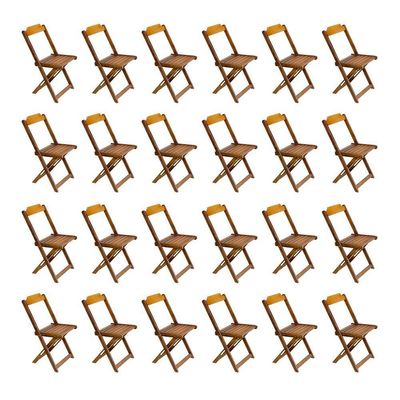 Kit 6 Jogos De Mesa Dobravel Com 4 Cadeiras Tampo Redondo 70X70 Mel - Amarelo
