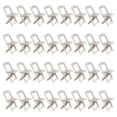 Kit 8 Jogos De Mesa Com 4 Cadeiras De Madeira Dobravel 70X70 - Sem Pint - Marrom