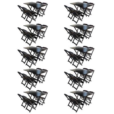 Kit 10 Jogos De Mesa Com 4 Cadeiras De Madeira Dobravel 120X70 - Tabaco - Marrom