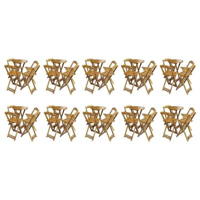 Kit 10 Jogos De Mesa Bistrô De Madeira Com 4 Cadeiras Dobravel Mel - Amarelo