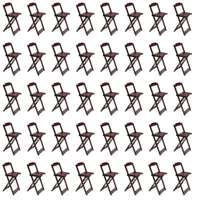 Kit 10 Jogos De Mesa Bistrô De Madeira Com 4 Cadeiras Dobravel Imbuia - Marrom