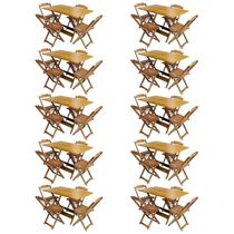 Kit 10 Jogos De Mesa Com 4 Cadeiras De Madeira Dobravel 120X70 - Mel - Amarelo