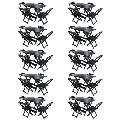 Kit 10 Jogos De Mesa Com 4 Cadeiras De Madeira Dobravel 120X70