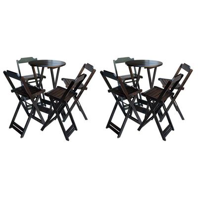 Kit 2 Jogos De Mesa Bistrô De Madeira Com 4 Cadeiras Dobravel Tabaco - Marrom