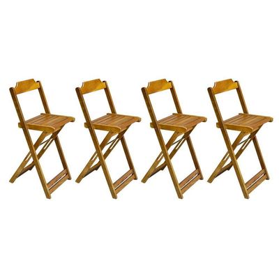 Kit 2 Jogos De Mesa Bistrô De Madeira Com 2 Cadeiras Dobravel Mel - Amarelo