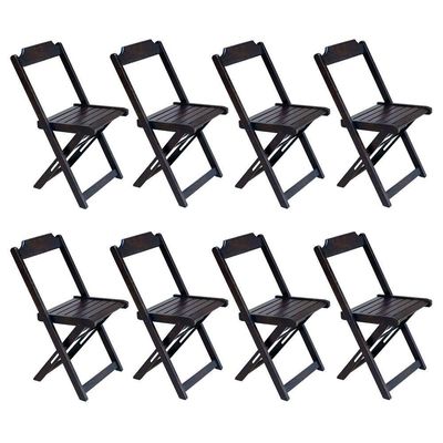 Kit 2 Conjuntos De Mesa Com 4 Cadeiras De Madeira Dobravel 120X70 Tabaco - Marrom