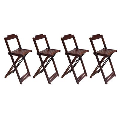 Kit 2 Jogos De Mesa Bistrô De Madeira Com 2 Cadeiras Dobravel Imbuia - Marrom