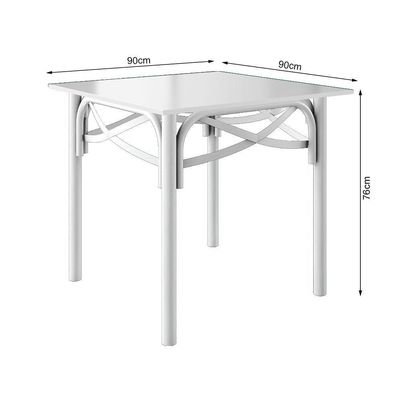 Mesa Katrina Branca Quadrada Tampo De Madeira 90 Cm Asturias - Cor: Branco