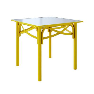 Mesa Katrina Amarela Quadrada Tampo De Madeira 90 Cm Asturias - Cor: Amarelo