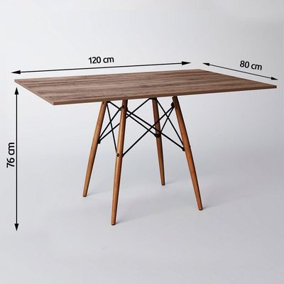 Mesa Eiffel Wood Tampo Retangular De Madeira 120 X 75 Cm Amêndoa Asturias - Cor: Marrom