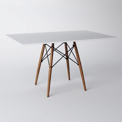 Mesa Eiffel Wood Tampo Retangular De Madeira 120 X 75 Cm Branco Asturias - Cor: Branco