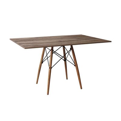 Mesa Eiffel Design Charles Eames Retangular 120x75cm Amêndoa Base Madeira Maciça - Cor: Marrom