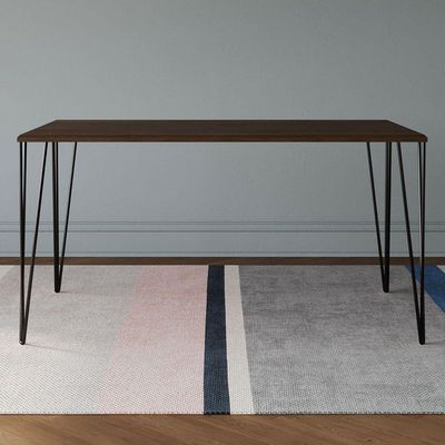 Mesa Elen Tampo Retangular 140 X 80 Cm De Madeira Amêndoa Asturias - Cor: Marrom