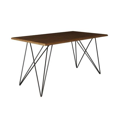 Mesa De Madeira Trama Base Preta Com Tampo Amêndoa 140 X 80 - Asturias - Cor: Preto