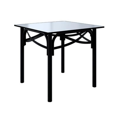 Mesa Katrina Preta Quadrada Tampo De Madeira 90 Cm Asturias - Cor: Preto