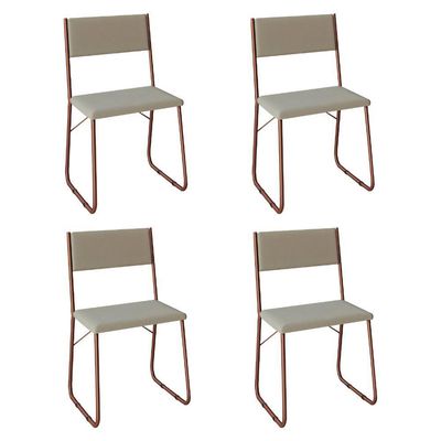 Kit 4 Cadeiras De Jantar Estofadas Cobre E BegeMarrom