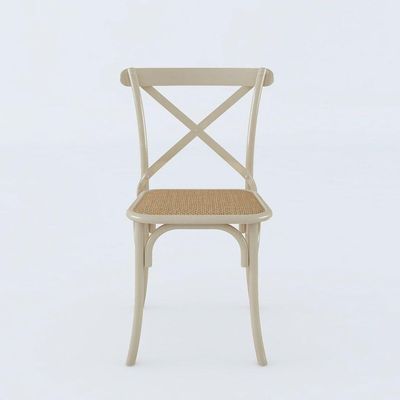 Cadeira Katrina Off White Assento Corano Bege Aço Bege
