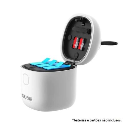 Carregador Triplo Branco para GoPro 9, 10 e 11 Black - Telesin