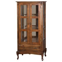Cristaleira Antique Alta Lateral Com 2 Portas de Vidro e 1 Gaveta 1001e Imbuia Verniz