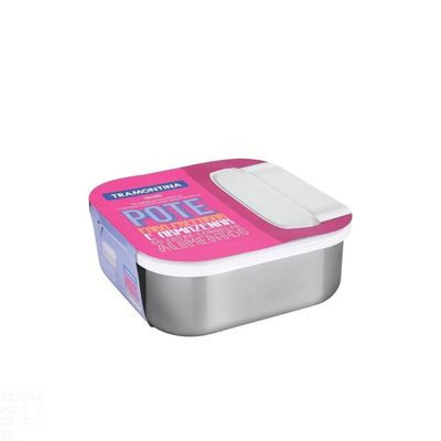 Pote Tramontina Freezinox Em Aço Inox Quadrado Com Tampa Plástica 16 Cm 1,2 L Tramontina