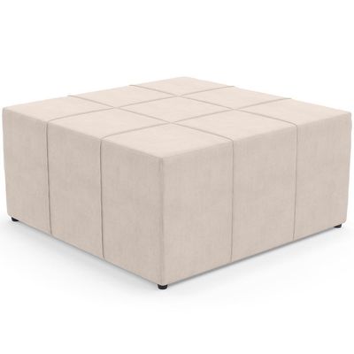 Kit 02 Puffs Quadrado Milano 90x90 W01 Suede Bege