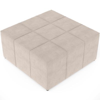 Kit 02 Puffs Quadrado Milano 90x90 W01 Suede Bege