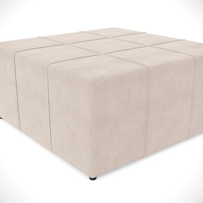 Kit 02 Puffs Quadrado Milano 90x90 W01 Suede Bege