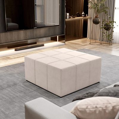 Kit 02 Puffs Quadrado Milano 90x90 W01 Suede Bege