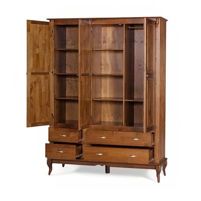 Roupeiro 3 Portas E 4 Gavetas Hannover M560825 Cor Imbuia - Verniz