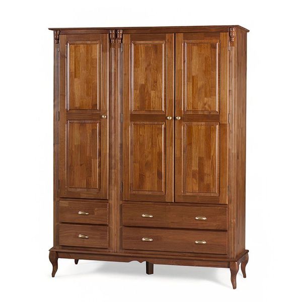 Roupeiro 3 Portas E 4 Gavetas Hannover M560825 Cor Imbuia - Verniz