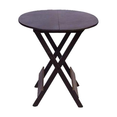 Mesa Redonda Dobrável Em Madeira Maciça 70X70 Tabaco Ideal Para Bares E Restaurantes