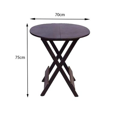 Mesa Redonda Dobrável Em Madeira Maciça 70X70 Tabaco Ideal Para Bares E Restaurantes