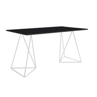 Escrivinha Mesa Bela Vista Branco E Tampo Preto - Cor: Preto
