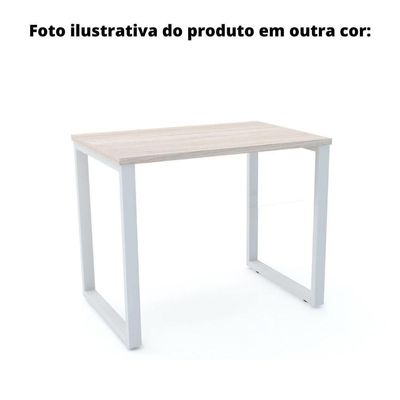 Mesa De Escritório Pé Tubular Pe25 Em Mdp 90 X 45 Cm Branca Com Base Branca