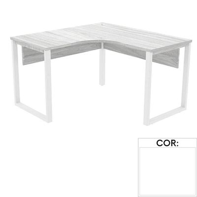 Mesa De Escritório Em L Pé Tubular Pe25 Em Mdp 125 X 125 X 60 Cm Branca Com Base Branca